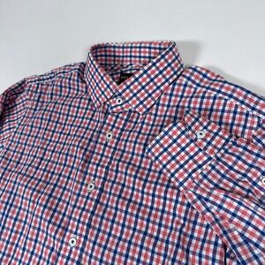 Spier & Mackay Shirt Mens 15.5 33 Pink Blue Gingham Extra Slim Preppy Button Up